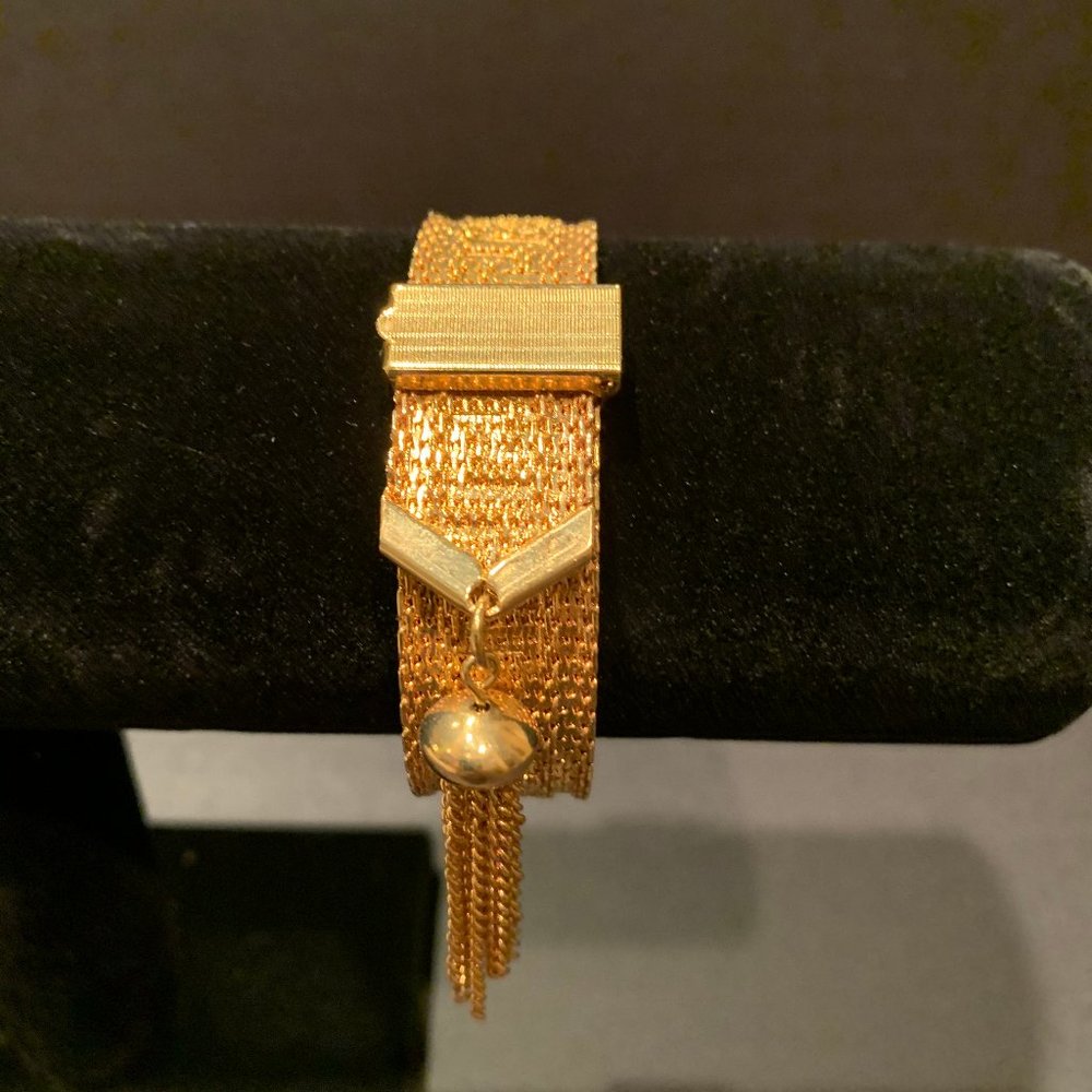 Vintage Gold Tone Tassled Bracelet